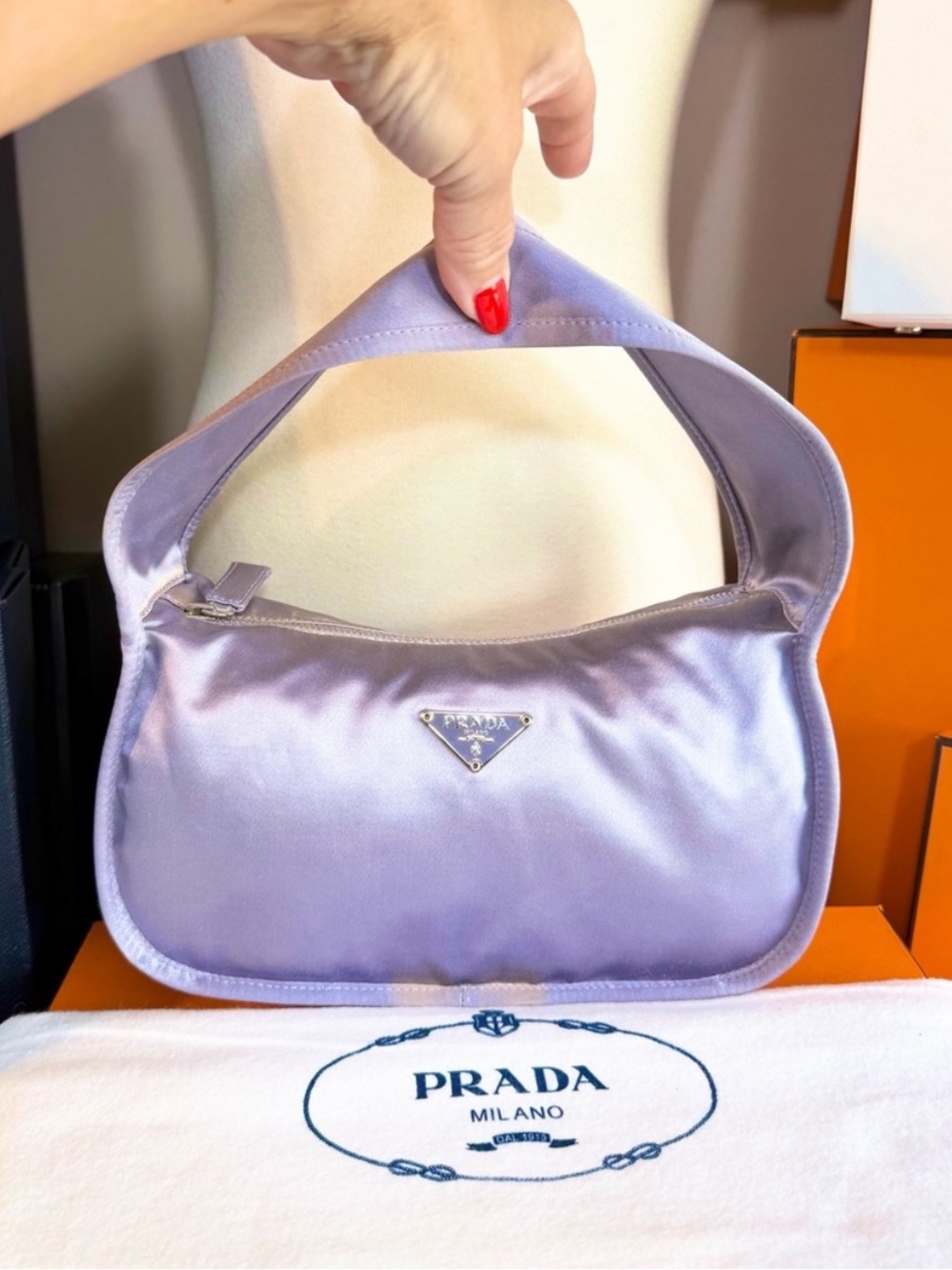 Prada Re-Nylon Lavender purple silver Tote Shoulder Bag! Offers always welcome!